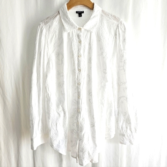 TORRID - White Linen Embroidery Shirt - Picture 3 of 10